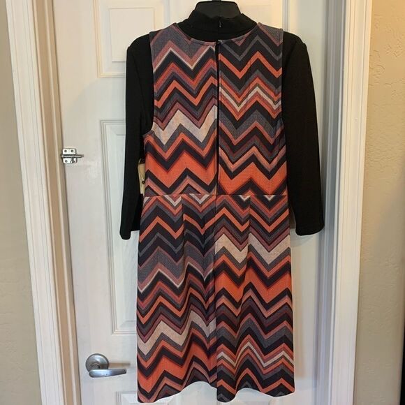 ECI New York Orange and Black Chevron Print Dress - Picture 4 of 11